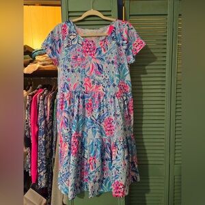 LILLY PULITZER Geanna Dress Zanzibar Blue Party Princess Size M
